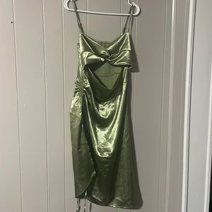 Cider green silk dress